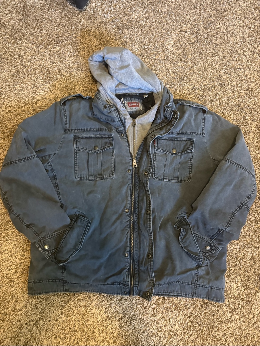 Levi's Gray-Blue Hooded Military Field Jacket
